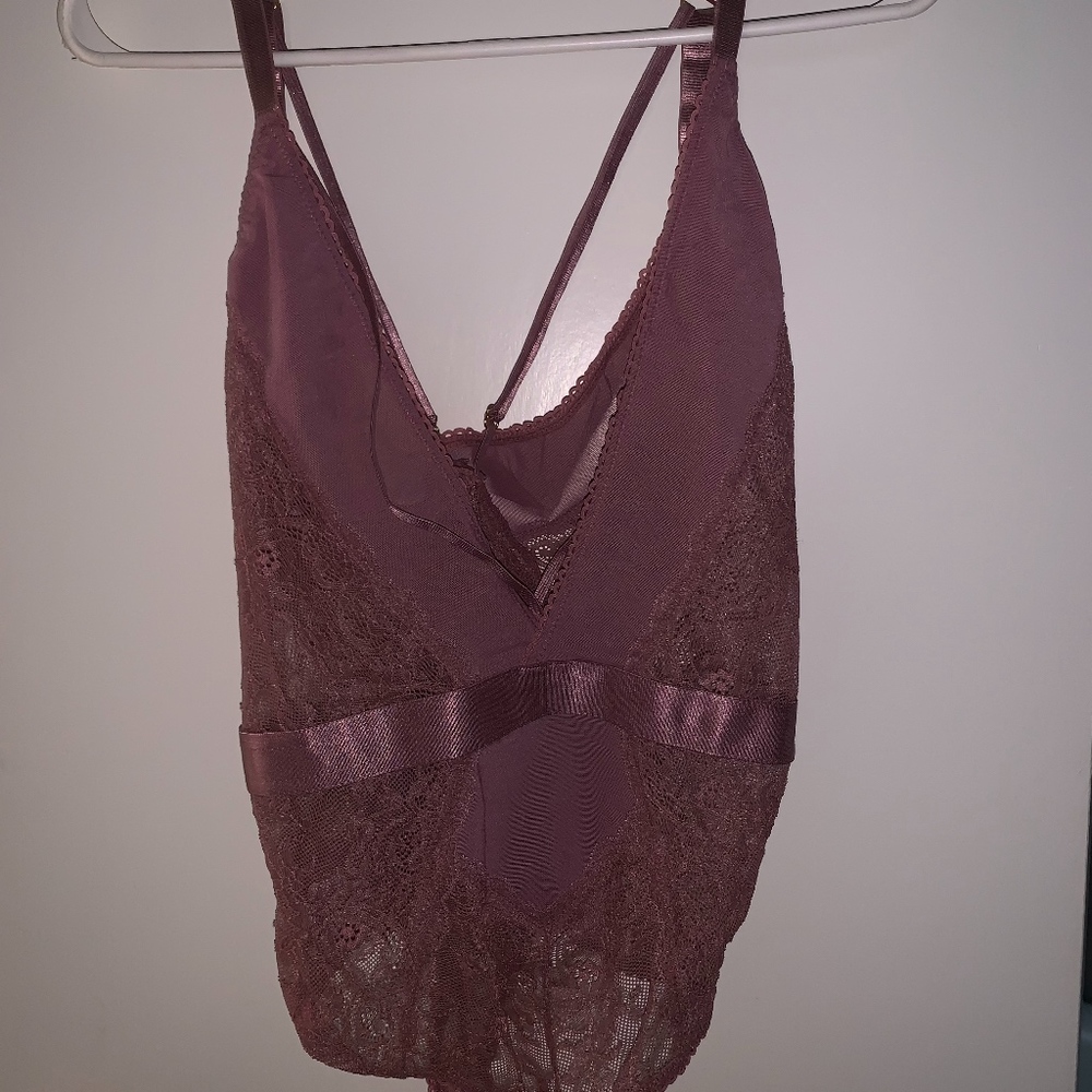 sheer lace pink lingerie bodysuit